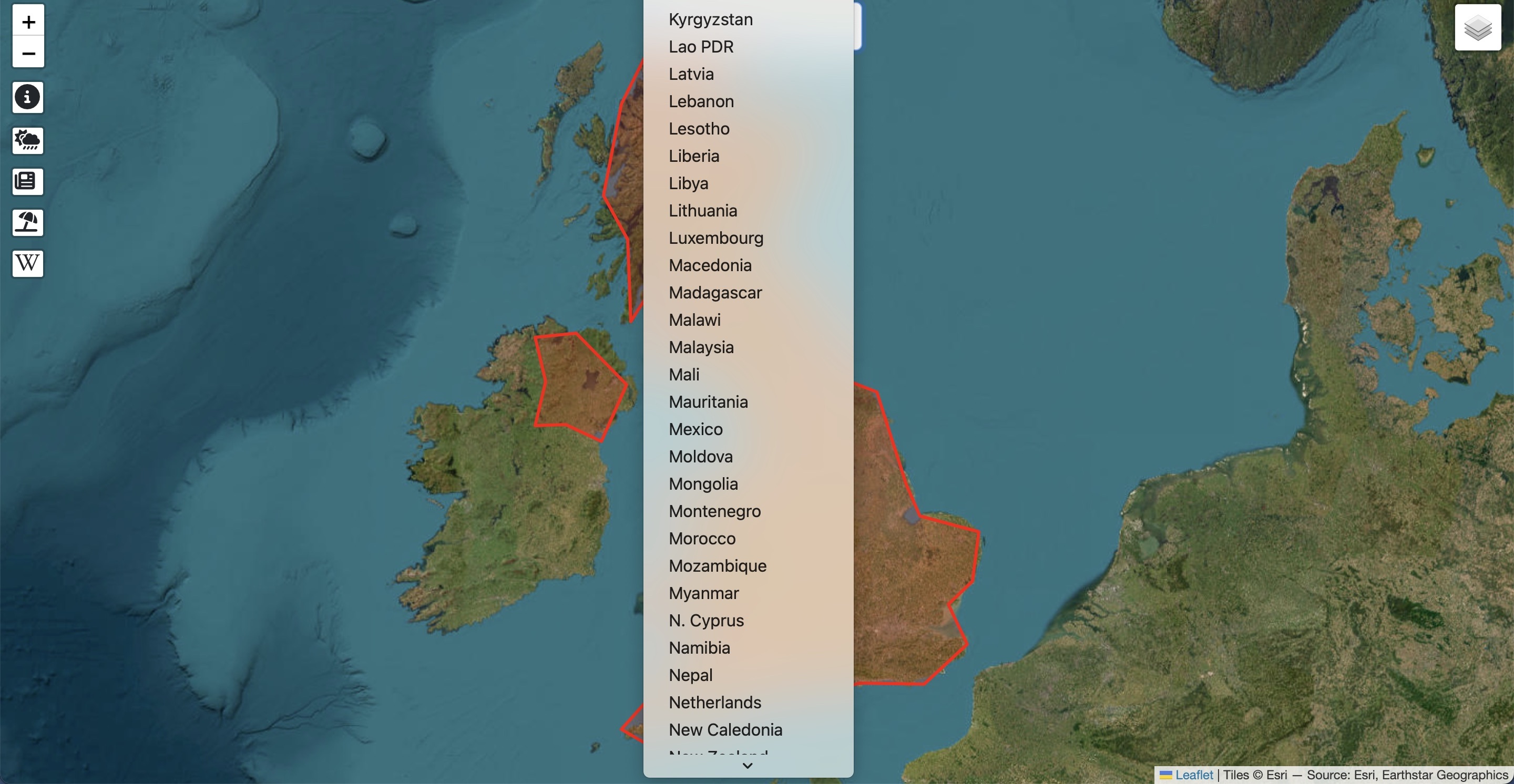 Gazetteer Country Select